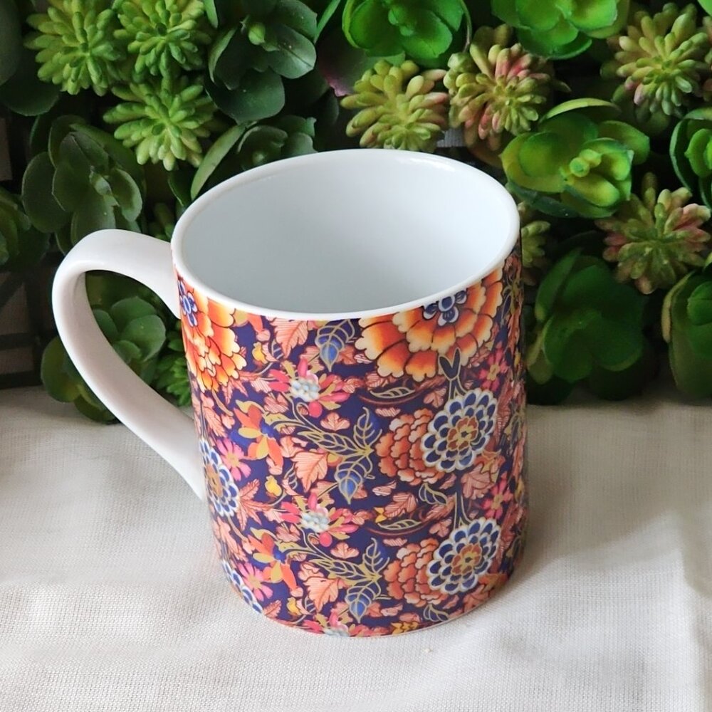 New Williams Sonoma California Porcelain floral Tea Cup / Coffee Mug